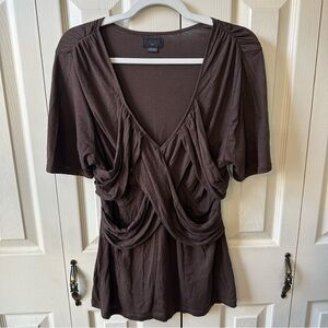 Anthropologie Deletta Drape Criss Cross Modal Cotton Blend Top Womens Size Large